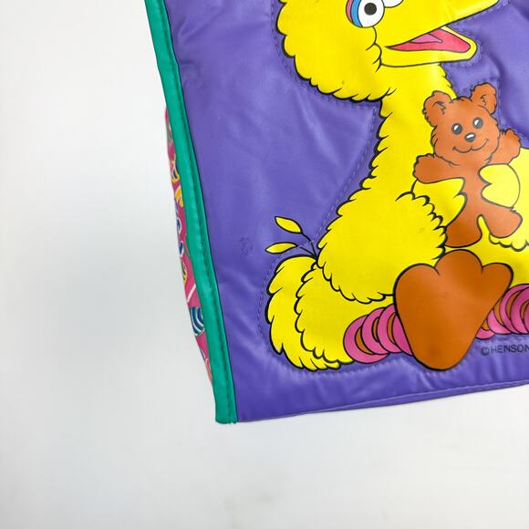 Vintage 90s Sesame Street Big Bird Lunch Bottle Tote Bag Insulated Purple Teal - Picture 3 of 10